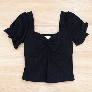 Lovers & Friends Revolve Cropped Black Sweetheart Crop Top Lana Ribbed Rib knit